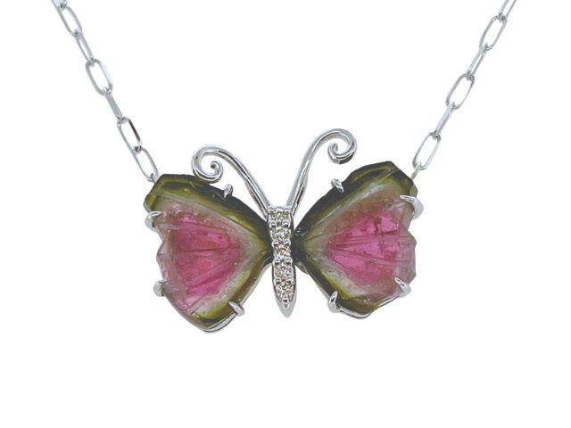 14K Tourmaline Butterfly Necklace