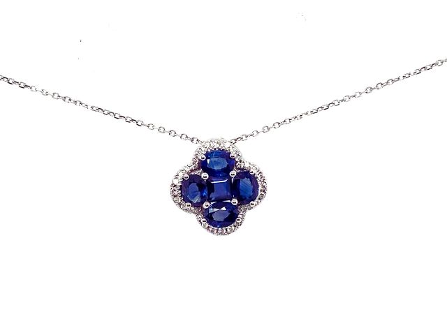 14K Sapphire "Clover" Necklace 1