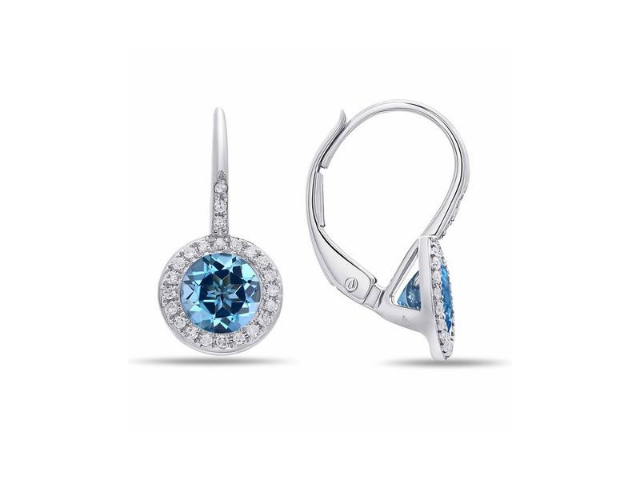 14K Blue Topaz Halo Earrings 1