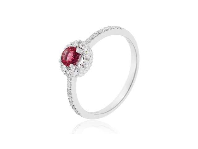 14K Ruby Ring with Diamond Halo 1