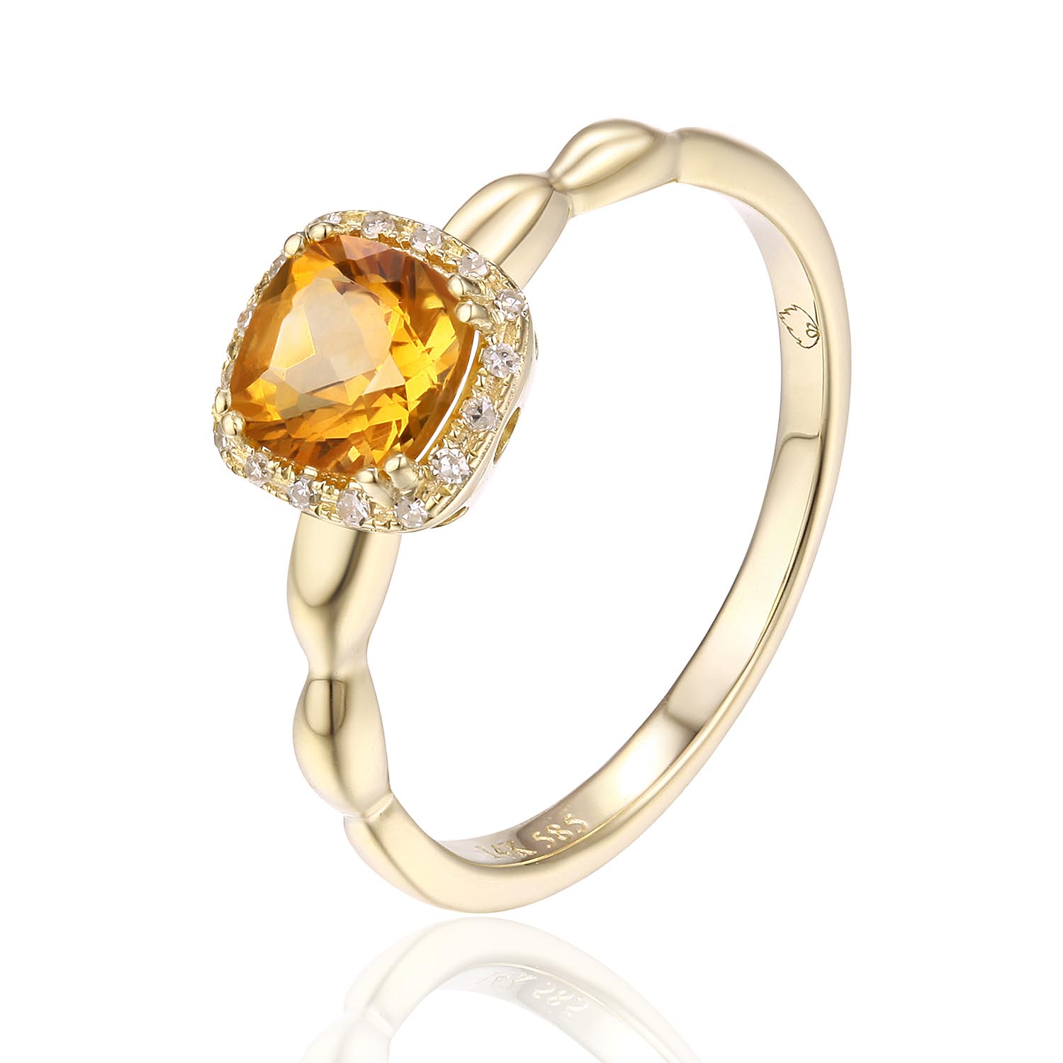 14K Cushion Cut Citrine Ring :: Legend Jewelers