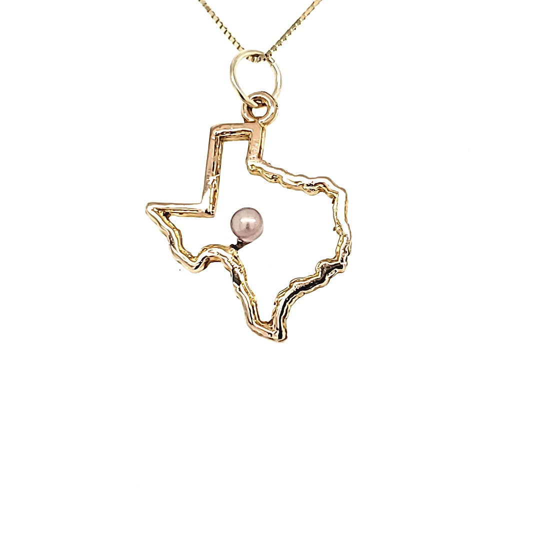 14K Texas Outline Concho Pearl Pendant 1