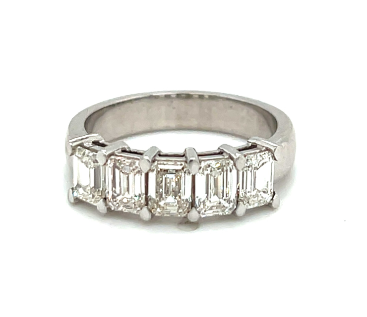 14KW 5-Stone Emerald Cut Diamond Band