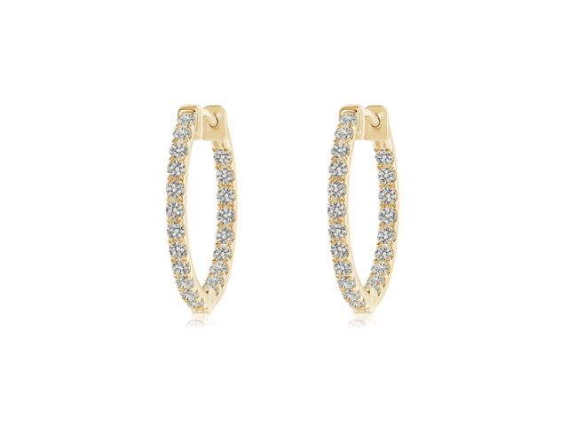 14K Inside/Outside 1.0 Carat Diamond Hoop Earrings