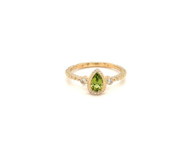 14K Pear Shape Peridot Fashion Ring