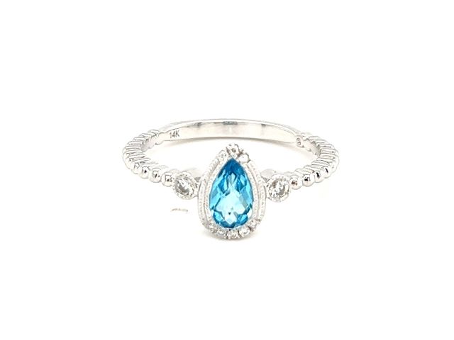 14K Pear Shape Blue Topaz Fashion Ring