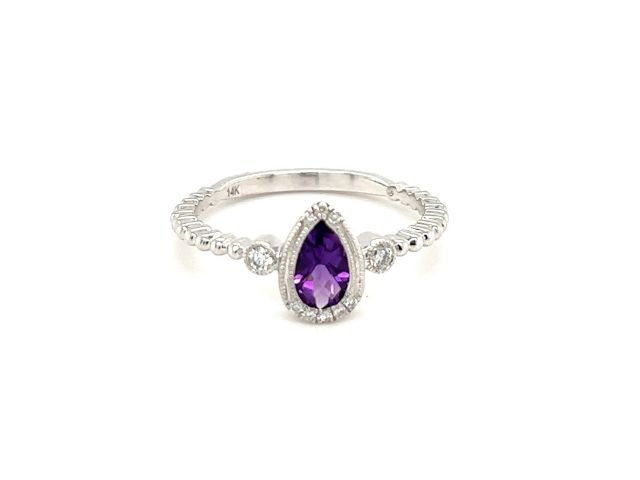 14K Pear Shape Amethyst Fashion Ring