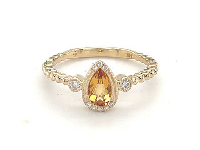 14K Pear Shape Citrine Fashion Ring