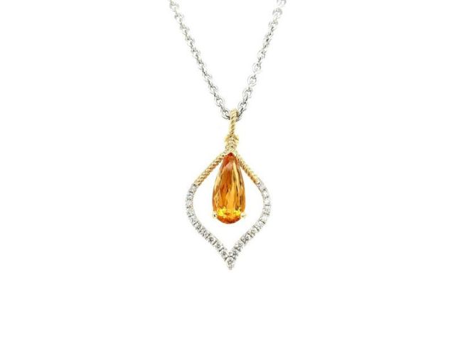 14K Imperial Topaz & Diamond Pendant