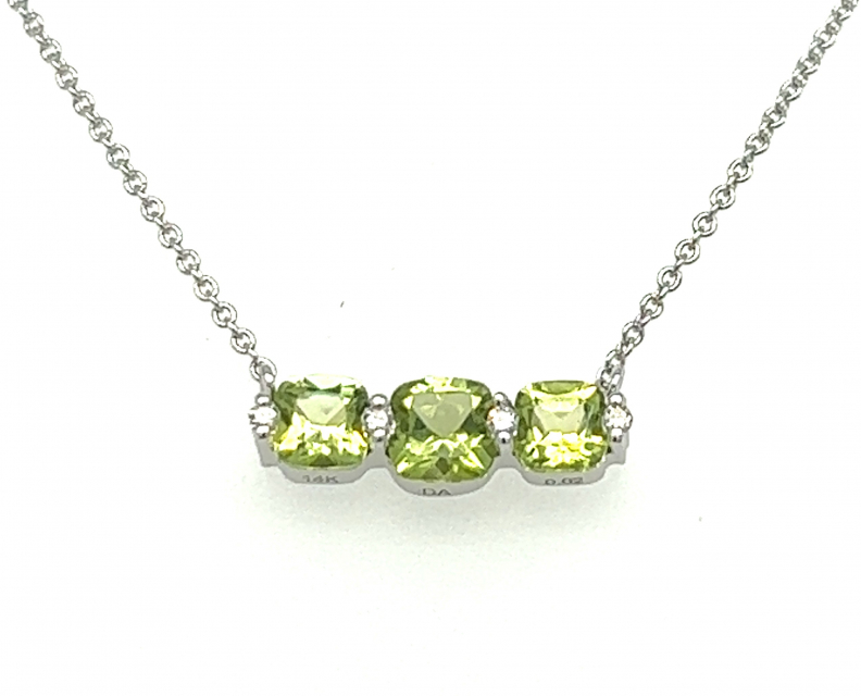 14K 3 Stone Peridot Necklace