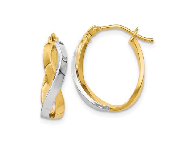 14K Two-Tone Polished Hinged Hoops