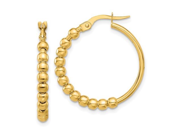 14K Beaded Hoops