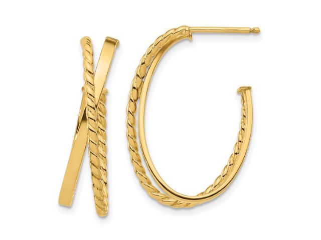 14K Twist "J" Hoop Earrings