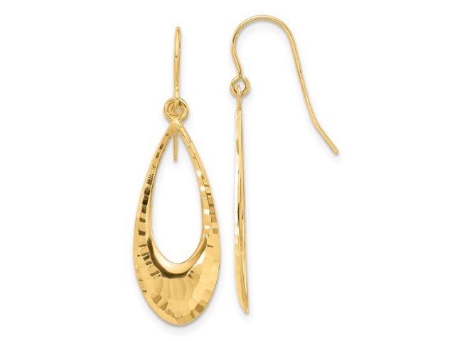 14K Brushed Dangle Earrings