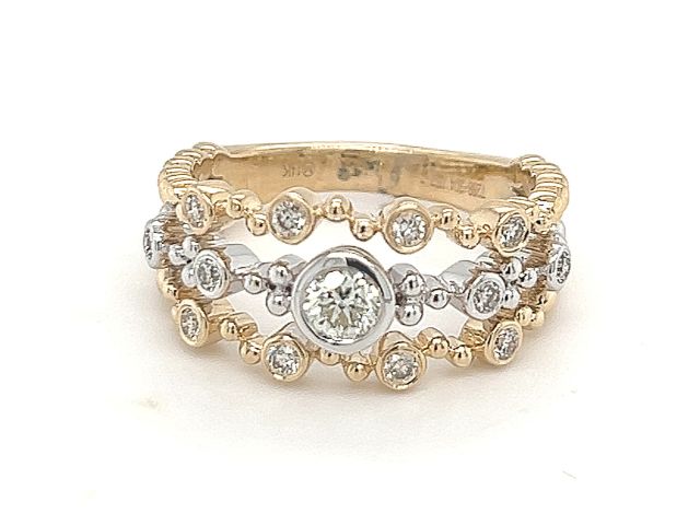 14K Three Band Fashion Diamond Ring