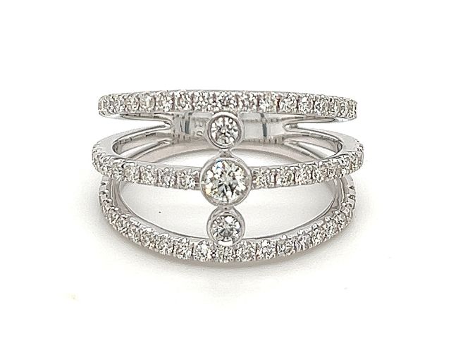 14K Open 3-Band Diamond Fashion Ring