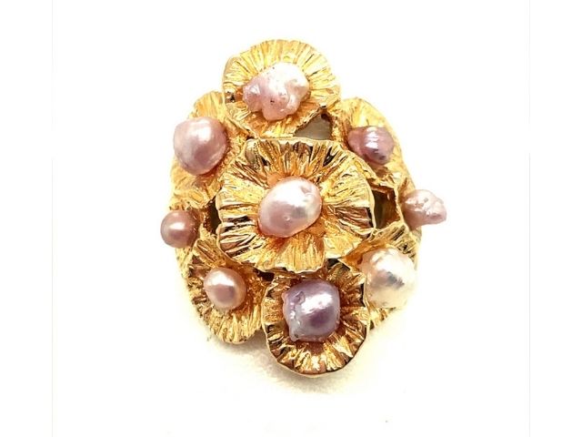 Nine Flower Concho Pearl Ring