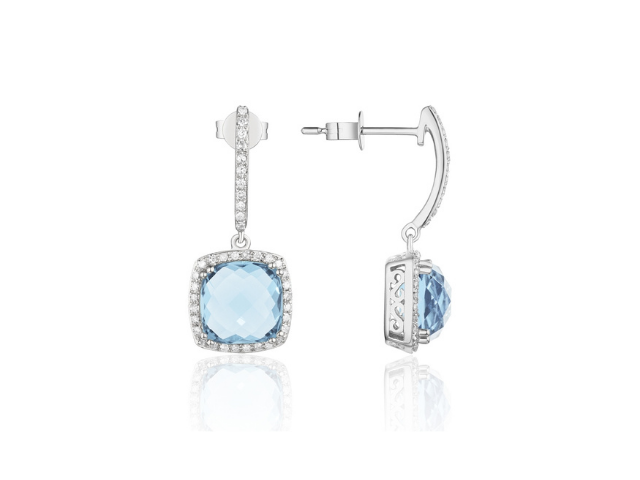 14K Blue Topaz Dangle Earrings