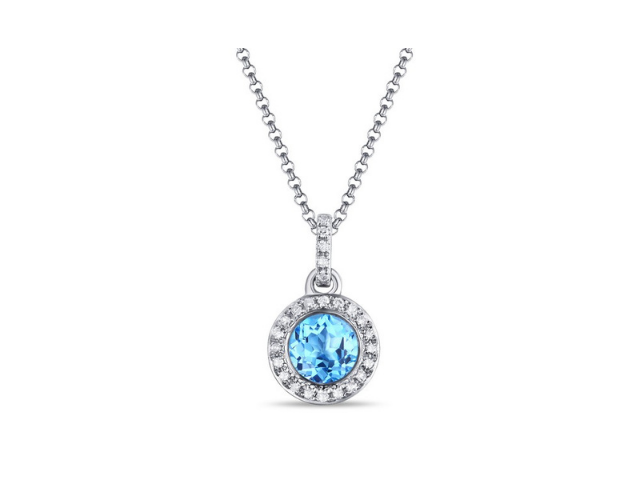 14K Blue Topaz Necklace