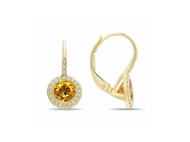 14K Citrine Halo Earrings