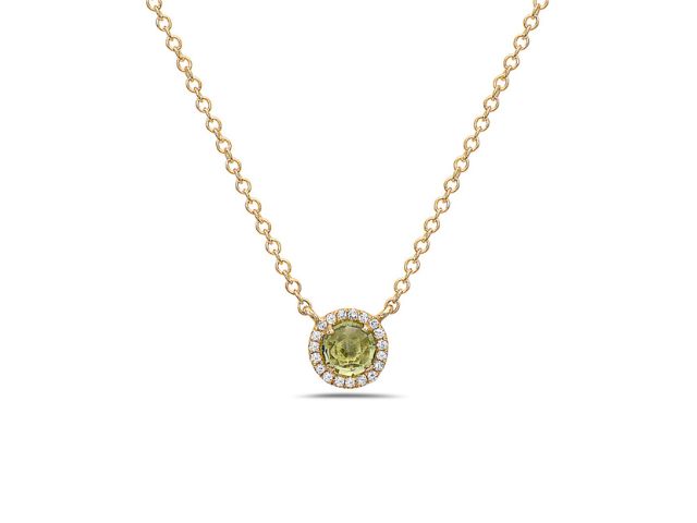 14K Peridot Halo Necklace