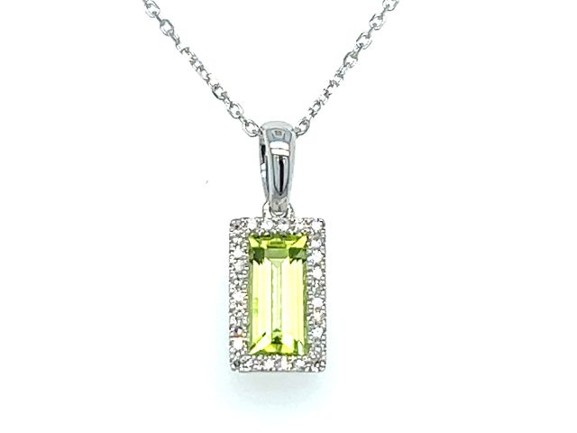 14K Emerald Cut Peridot Necklace