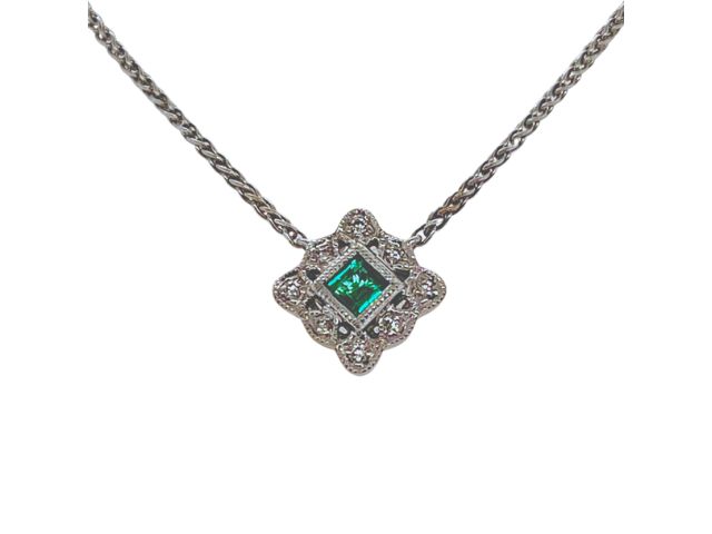 14K Vintage Inspired Emerald Necklac