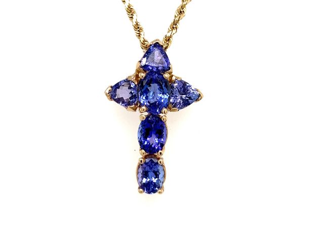 14K Tanzanite Cross Pendant