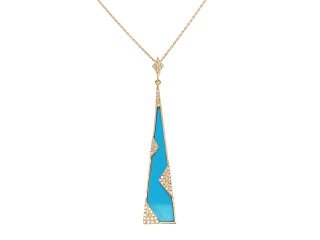 14K Turquoise Inlay Necklace