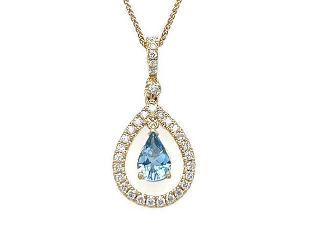 14K Aquamarine Dangle Pendant