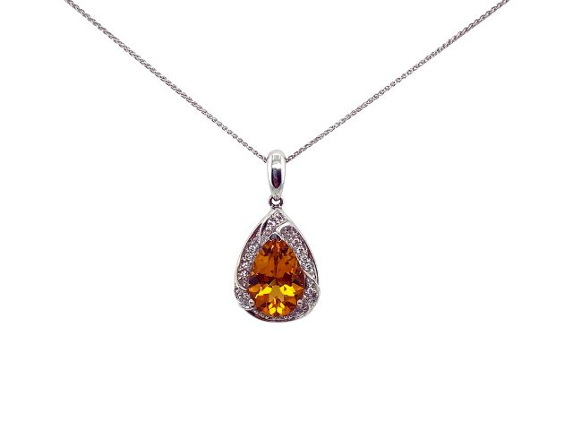 14K Pear Shape Citrine Pendant