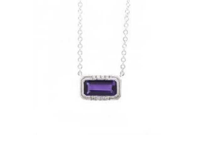 14K 18" Amethyst Necklace with Diamond Accents