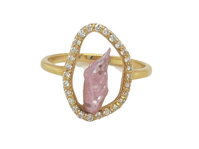 14K Baroque Concho Pearl Fashion Ring