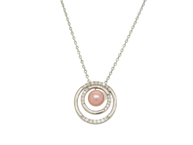 14K Double Circle Concho Pearl Pendant