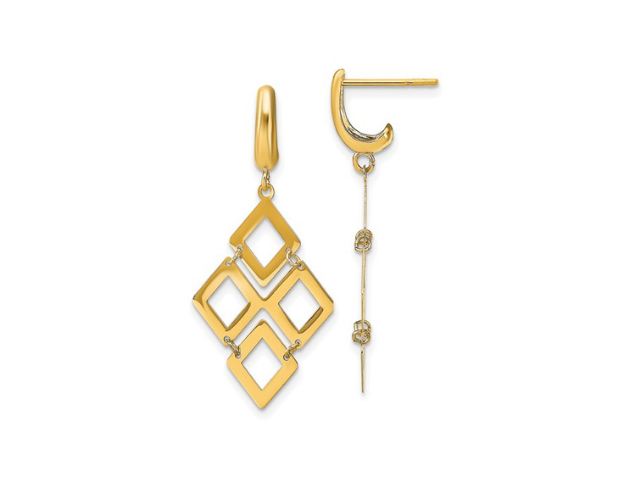 14K Geometric Dangle Post Earrings