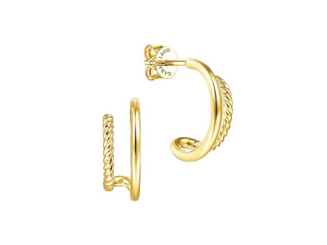 14K J-Shape Rope Split Earrings