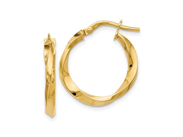 14K Polished Twisted Hoop Earrings