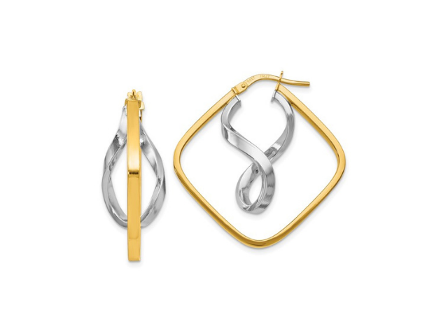 14K Fancy Twist Square Hoop Earrings