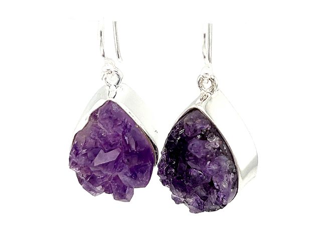 SS Amethyst Crystal Dangle Earrings