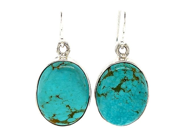 SS Simple Round Mexican Turquoise Earrings
