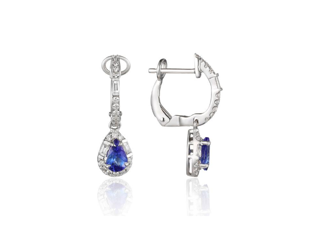 14K Tanzanite Pear Shape Halo Earrings