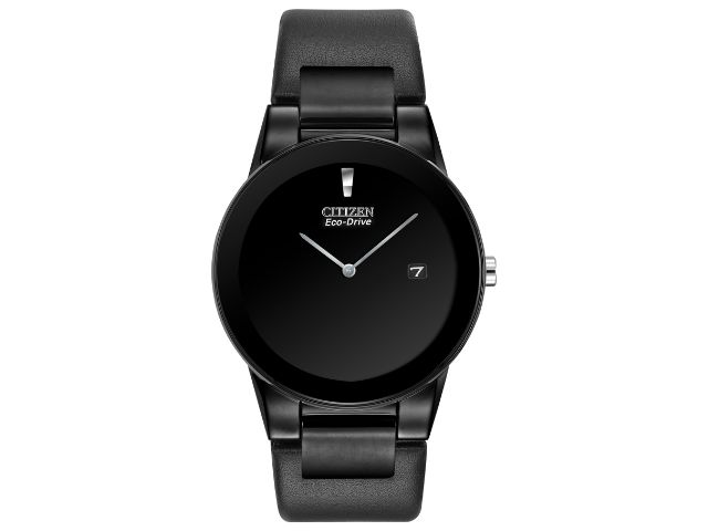 Axiom - Mens Black Dial Black Leather Band Watch