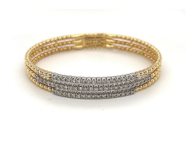 14K Two-Tone 3Row Bangle Bracelet