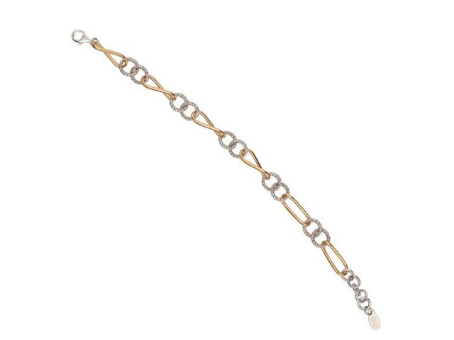 Sterling Silver & Gold Plated Oval Circle Link Bracelet