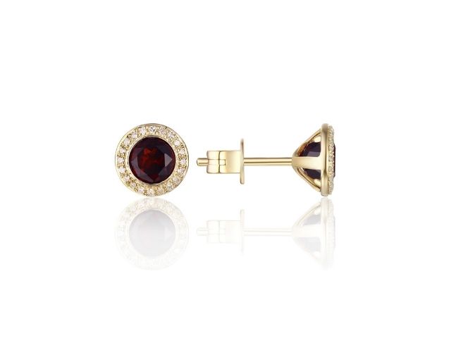 14K Garnet Halo Stud Earrings