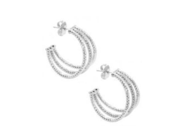 Sterling Silver Three Row Hoop Earrings