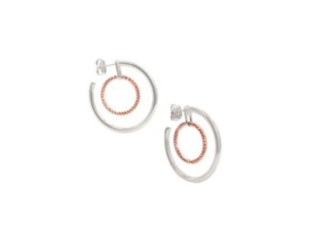 Sterling Silver & Rose Gold Plated Ring In Hoop Earrings