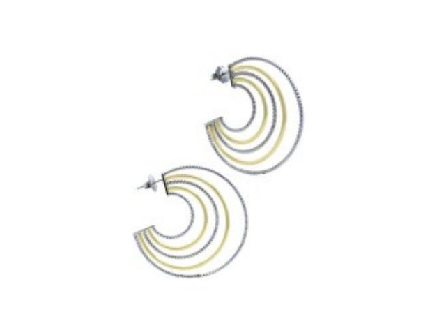 Sterling Silver & Yellow Gold Plated Quintuplet Hoop Earrings