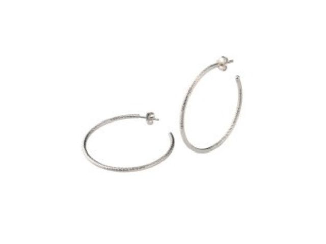Sterling Silver 1 3/4" Sparkle Hoop Earrings