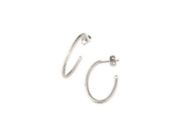 Sterling Silver Small Oval Sparkle Hoop Earrings